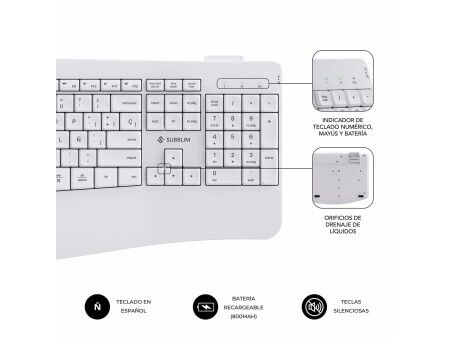 Klawiatura i Myszka Subblim OFFICE PROWAVE Biały Qwerty Hiszpańska