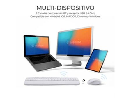 Klawiatura i Myszka Subblim OFFICE PROWAVE Biały Qwerty Hiszpańska