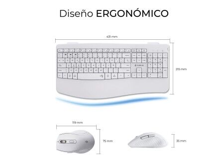 Klawiatura i Myszka Subblim OFFICE PROWAVE Biały Qwerty Hiszpańska