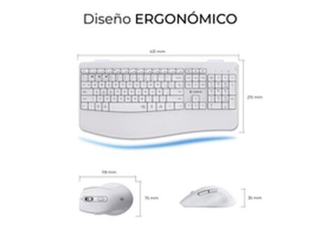 Klawiatura i Myszka Subblim OFFICE PROWAVE Biały Qwerty Hiszpańska