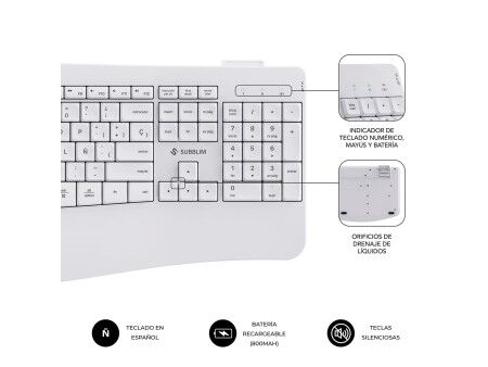 Klawiatura i Myszka Subblim OFFICE PROWAVE Biały Qwerty Hiszpańska
