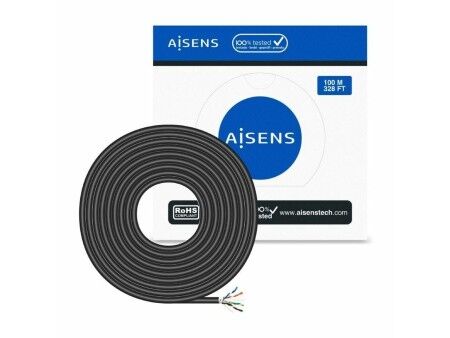 Kabel Sieciowy Sztywny UTP Kategoria 6 Aisens AWG24 Czarny 100 m