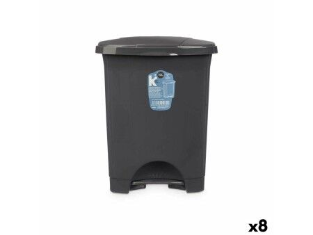 Kosz na Śmieci z Pedałem Antracyt Plastikowy 10 L (8 Sztuk)