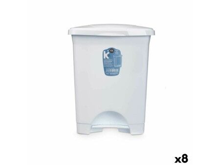 Kosz na Śmieci z Pedałem Biały Plastikowy 10 L (8 Sztuk)