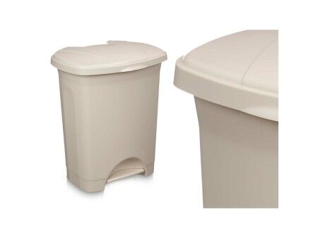 Kosz na Śmieci z Pedałem Beżowy Plastikowy 30 L (4 Sztuk)