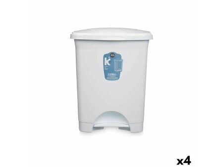 Kosz na Śmieci z Pedałem Biały Plastikowy 30 L (4 Sztuk)