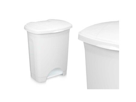 Kosz na Śmieci z Pedałem Biały Plastikowy 30 L (4 Sztuk)