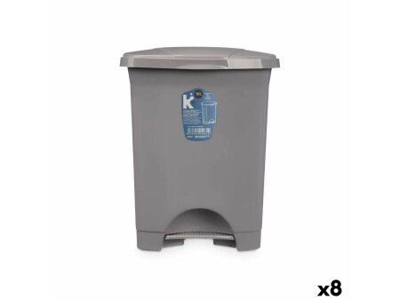 Kosz na Śmieci z Pedałem Szary Plastikowy 10 L (8 Sztuk)