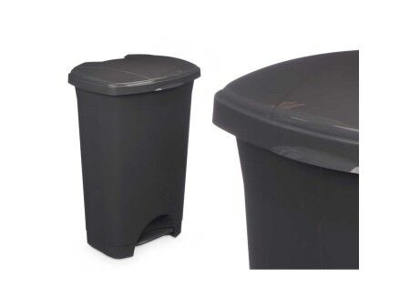 Kosz na Śmieci z Pedałem Antracyt Plastikowy 50 L (3 Sztuk)