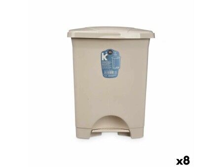 Kosz na Śmieci z Pedałem Beżowy Plastikowy 10 L (8 Sztuk)