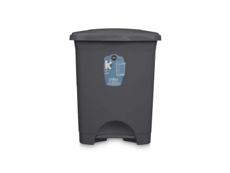 Kosz na Śmieci z Pedałem Antracyt Plastikowy 30 L (4 Sztuk)