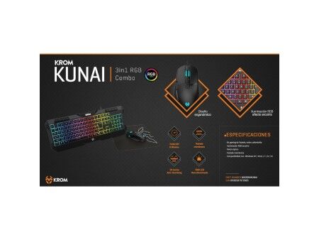 Klawiatura i myszka Gaming Krom Kunai Qwerty Hiszpańska