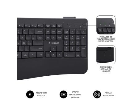Klawiatura i Myszka Subblim OFFICE PROWAVE Qwerty Hiszpańska Czarny