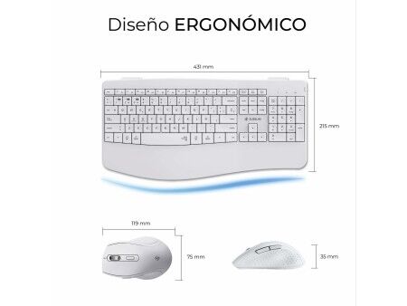 Klawiatura i Myszka Subblim OFFICE PROWAVE Qwerty Hiszpańska Biały