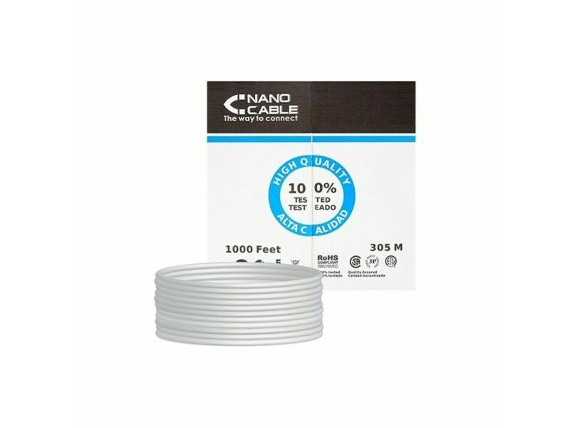 Kabel Sieciowy Sztywny UTP Kategoria 5e NANOCABLE 10.20.0304 305 m Szary 305 m
