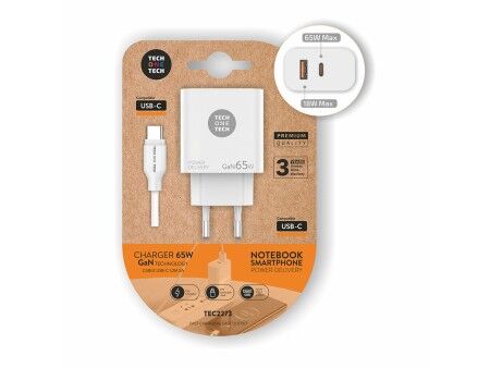 Ładowarka ścienna + kabel-USB-C Tech One Tech TEC2273 Biały 65 W