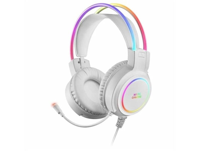 Słuchawki z Mikrofonem Gaming Mars Gaming MHRGBW Biały