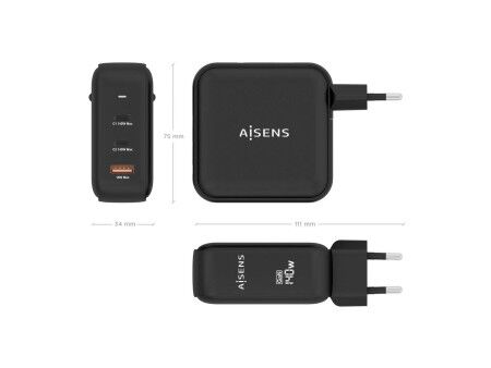 Ładowarka Ścienna Aisens ASCH-140W3P031-BK 140 W Czarny (1 Sztuk)