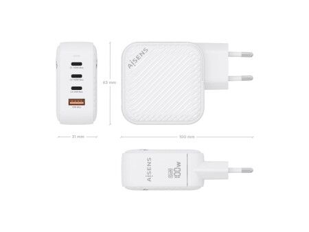 Ładowarka Ścienna Aisens ASCH-100W4P028-W Biały 100 W (1 Sztuk)