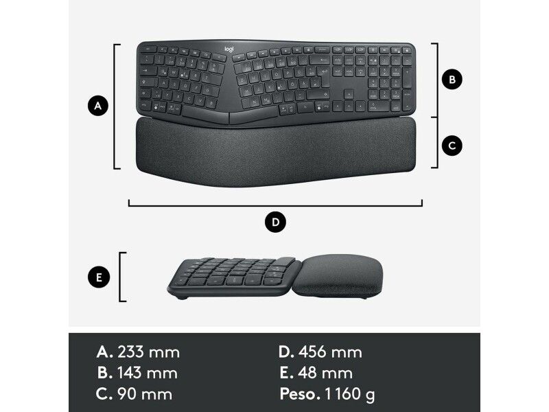 Klawiatura Logitech 920-010105 Czarny Szary Grafit Qwerty Hiszpańska