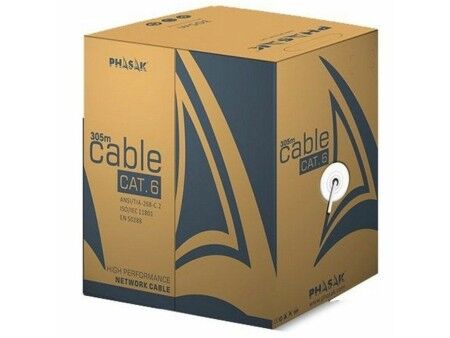 Kabel Sieciowy Sztywny UTP Kategoria 6 Phasak PHR 6301 Szary 305 m