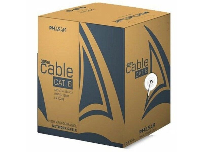 Kabel Sieciowy Sztywny UTP Kategoria 6 Phasak PHR 6301 Szary 305 m