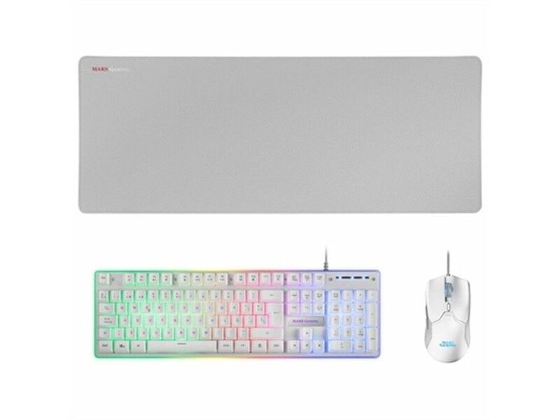 Klawiatura i myszka Gaming Mars Gaming MCPXWES Biały Qwerty Hiszpańska QWERTY LED RGB