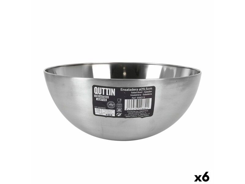 Miska do Sałatki Quttin   Srebrzysty Ø 29,5 cm Stal (6 Sztuk)