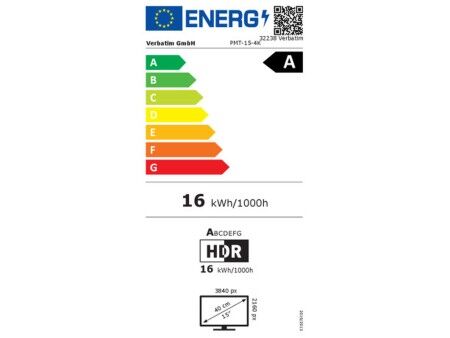 Monitor z Ekranem Dotykowym Verbatim PMT-15-4K 4K Ultra HD 15"