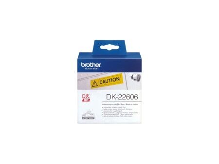 Laminowana Taśma do Drukarki Etykiet Brother DK-22606 Czarny/Żółty 62 mm x 15,24 m