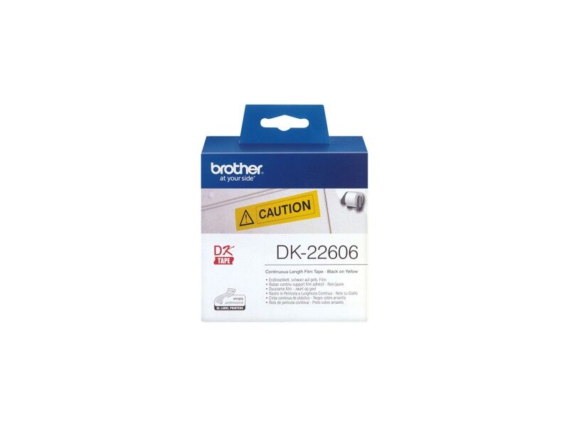 Laminowana Taśma do Drukarki Etykiet Brother DK-22606 Czarny/Żółty 62 mm x 15,24 m