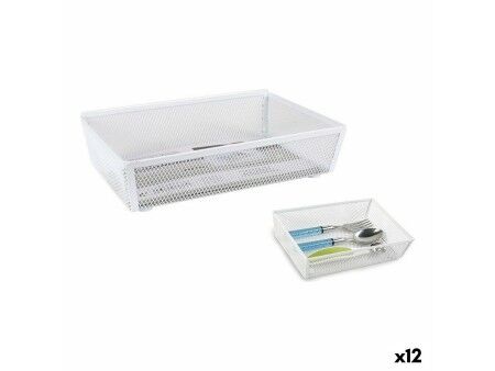 Organizer na Sztućce Confortime Metal Biały 21,8 x 15,24 x 5,2 cm (12 Sztuk)