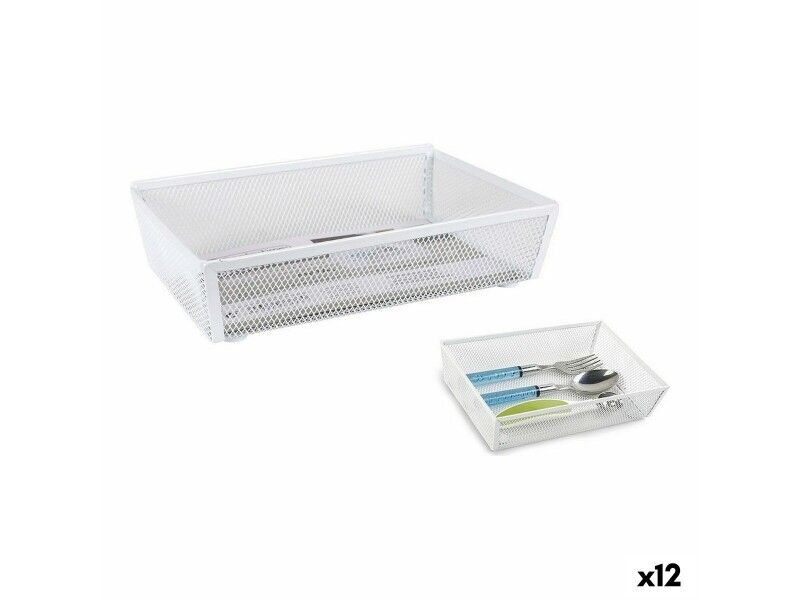 Organizer na Sztućce Confortime Metal Biały 21,8 x 15,24 x 5,2 cm (12 Sztuk)