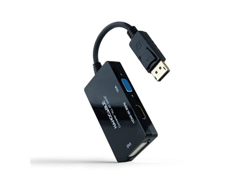 Adapter DisplayPort na VGA/DVI/HDMI NANOCABLE 10.16.3301-ALL Czarny 20 cm