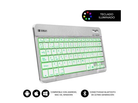 Klawiatura Bluetooth z podstawką do tabletu Subblim SUB-KBT-SMBL30 Srebro Qwerty Hiszpańska QWERTY