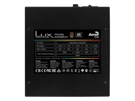 Zasilanie Aerocool LUXRGB650M RGB 650W ATX 650 W 80 Plus Bronze