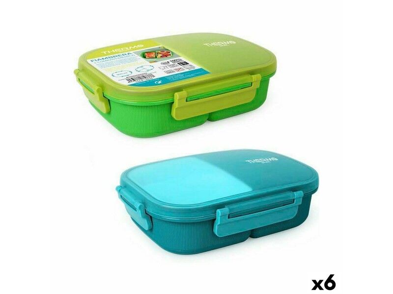 Hermetyczne pudełko na lunch ThermoSport 3 Przegródki Prostokątny 900 ml (6 Sztuk)