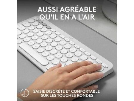 Klawiatura Bluetooth z podstawką do tabletu Logitech K380 Francuski Biały AZERTY