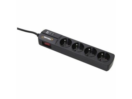 Listwa 4-gniazdkowa Tomas z przełącznikiem INFOSEC S4 Black Line II Czarny