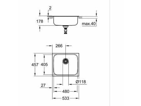 Kran jednouchwytowy Grohe 31719SD0 Stal nierdzewna Prostokątny