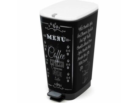 Kosz na Śmierci z Pedałem KIS CHIC Coffee Motif Czarny 50 L