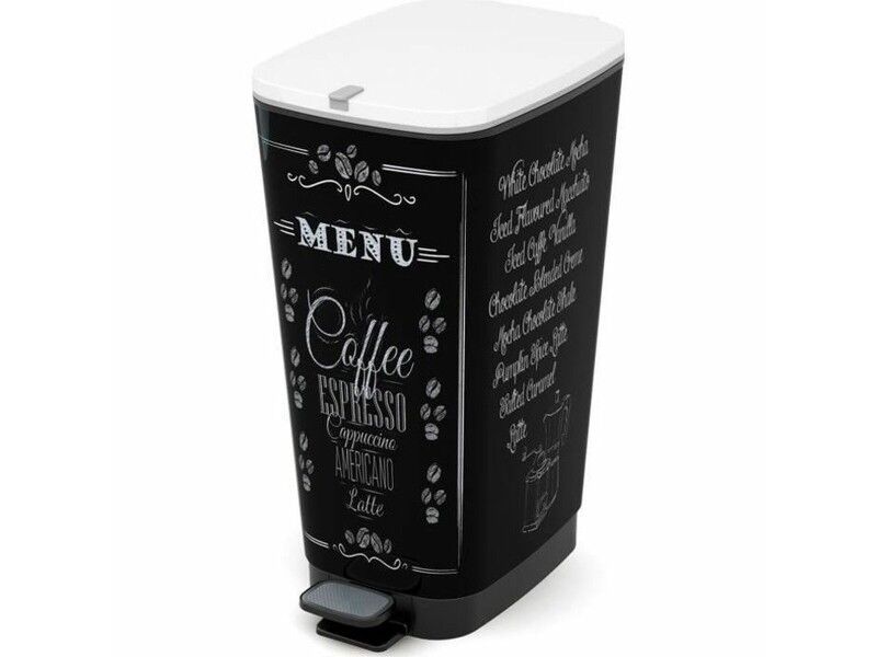 Kosz na Śmierci z Pedałem KIS CHIC Coffee Motif Czarny 50 L