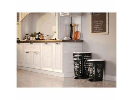 Kosz na Śmierci z Pedałem KIS CHIC Coffee Motif Czarny 50 L