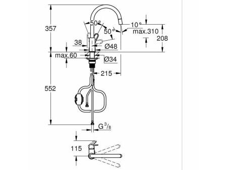 Kran jednouchwytowy Grohe Start Flow - 30569000 Mosiądz Kształt C
