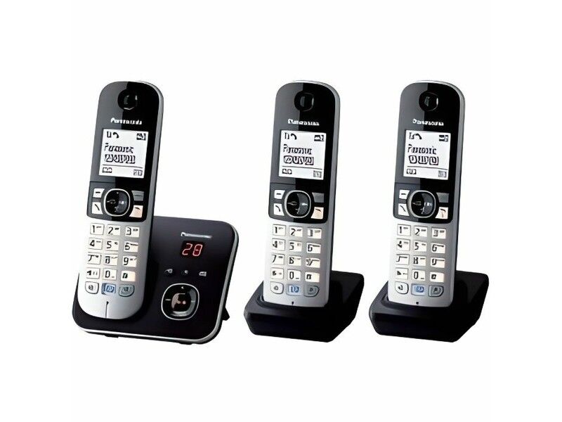 Telefon Bezprzewodowy Panasonic KX-TG6823 Biały Czarny Czarny/Srebrzysty