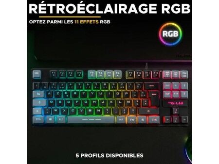 Klawiatura The G-Lab KEYZ CAESIUM Czarny Szary Azerty Francuski