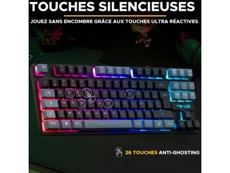 Klawiatura The G-Lab KEYZ CAESIUM Czarny Szary Azerty Francuski