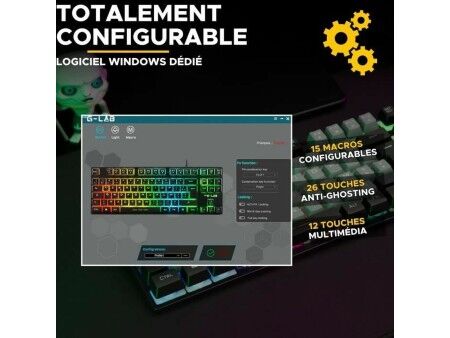 Klawiatura The G-Lab KEYZ CAESIUM Czarny Szary Azerty Francuski