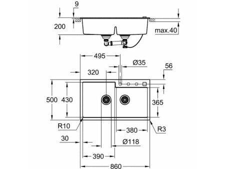 zlewozmywak dwukomorowy Grohe K500