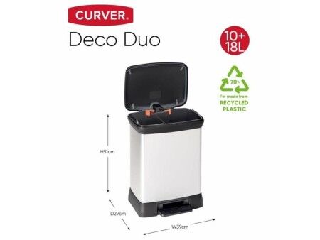 Kosz na śmieci do recyklingu Curver Duo Déco Srebrzysty 10 L 18 L